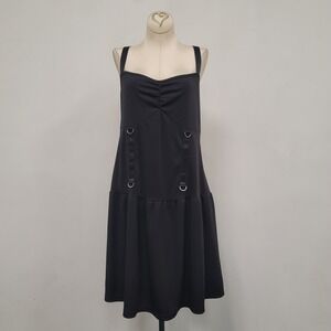 Shein Babydoll Alternative Gothic Dress Size 0XL Grommets Black Mini Stretch